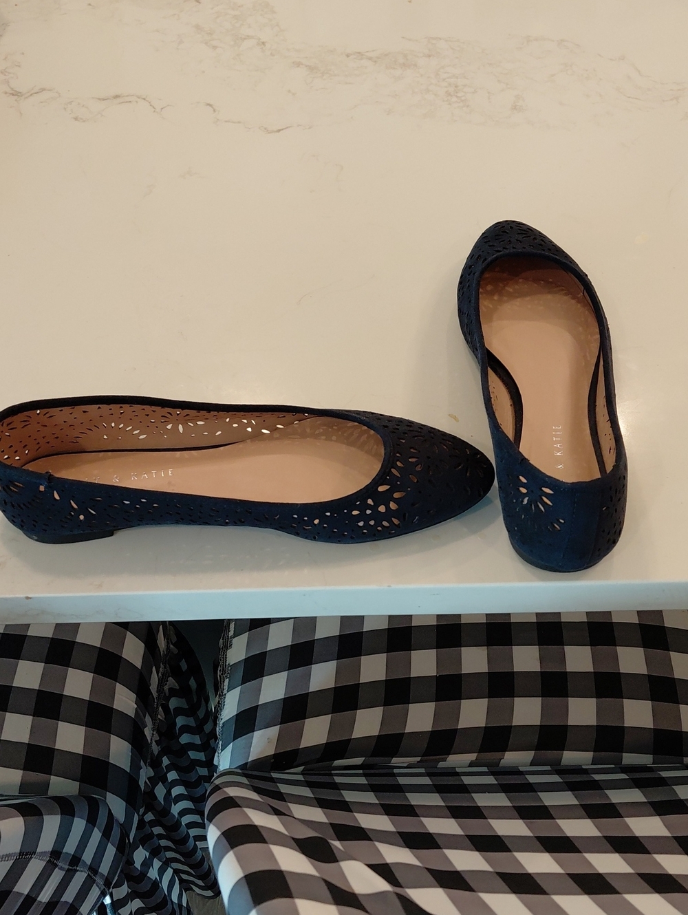 Kelly & Katie Navy Laser-Cut Ballet Flats. Size 10..EUC